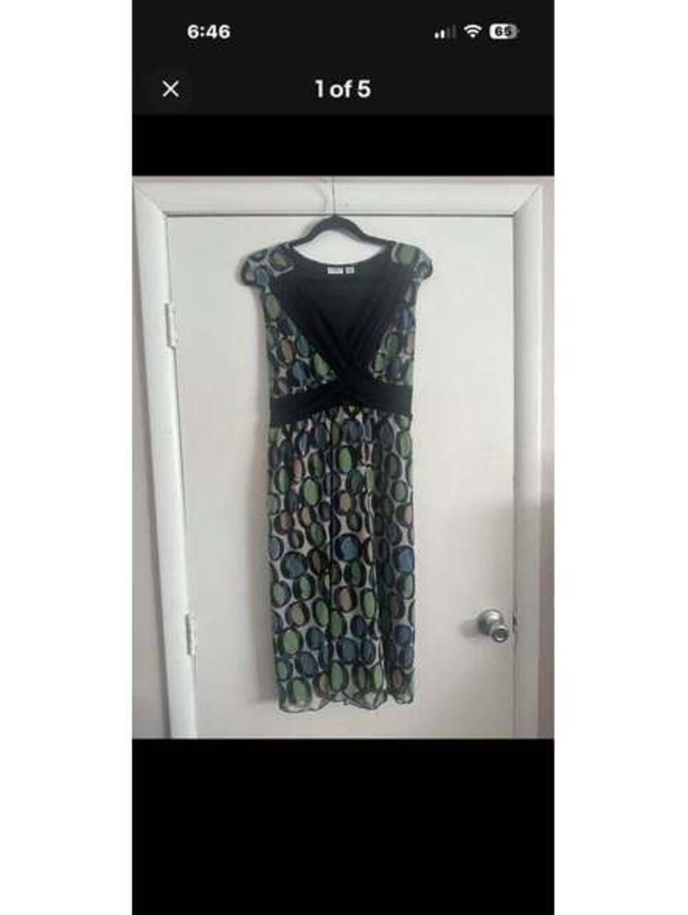 Cato Woman Midi Dress 14/16W Abstract Circle Pattern Green Blue Black